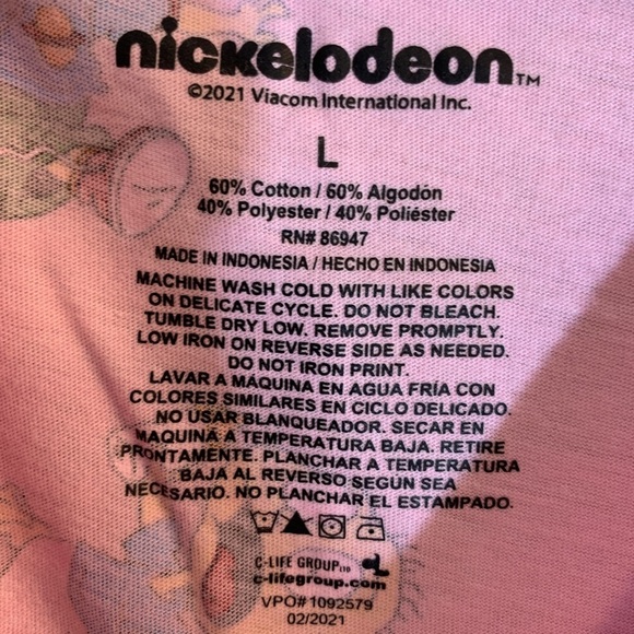 Nickelodeon Cartoon Graphic T-Shirt LARGE L RUGRATS Reptar Chuckie Tommy PINK - Picture 3 of 3
